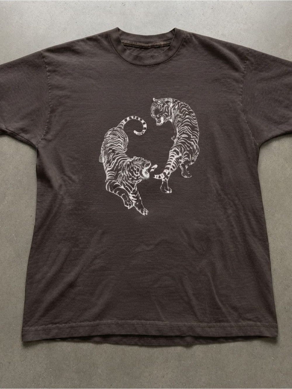 Dark Brown Tiger Graphic Print Gildan T-Shirt
